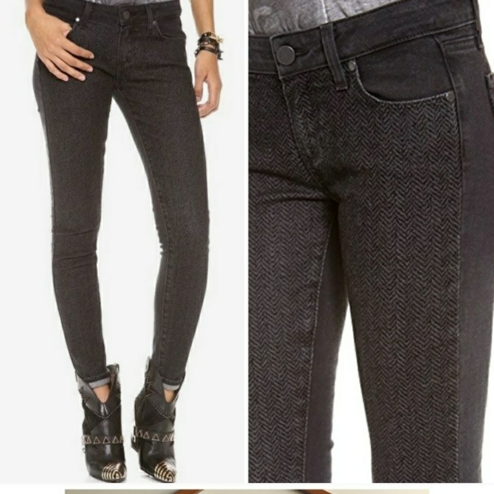 PAIGE jeans Emily Ultra Skinny Black Herringbone textured 26
